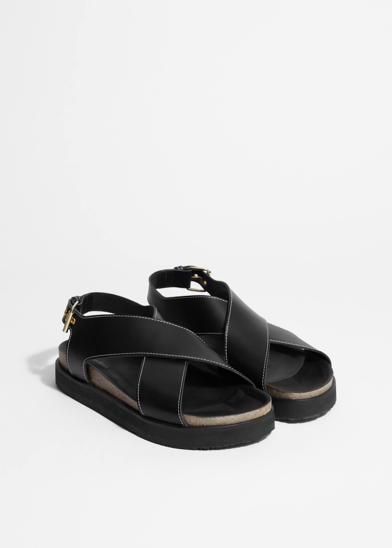 Criss-Cross Leather Sandals - Black/Zwart/Bruin/Koeienprint/Cognac/Black - 3
