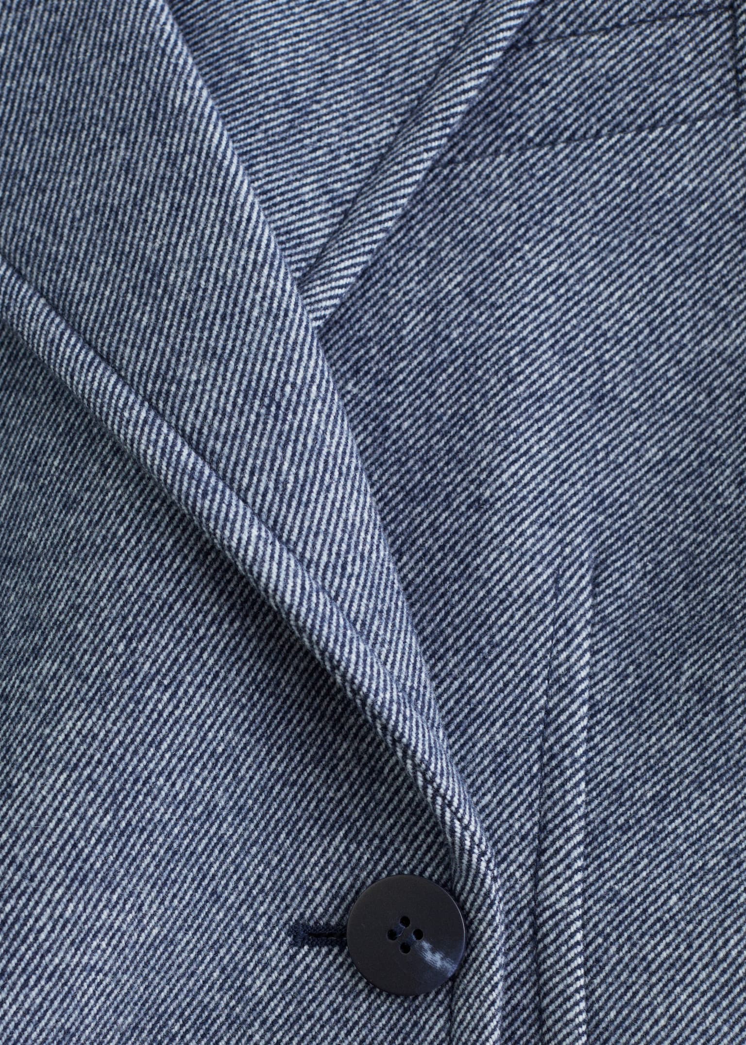 Fitted Shoulder-Pad Blazer - Dusty Blue - 6