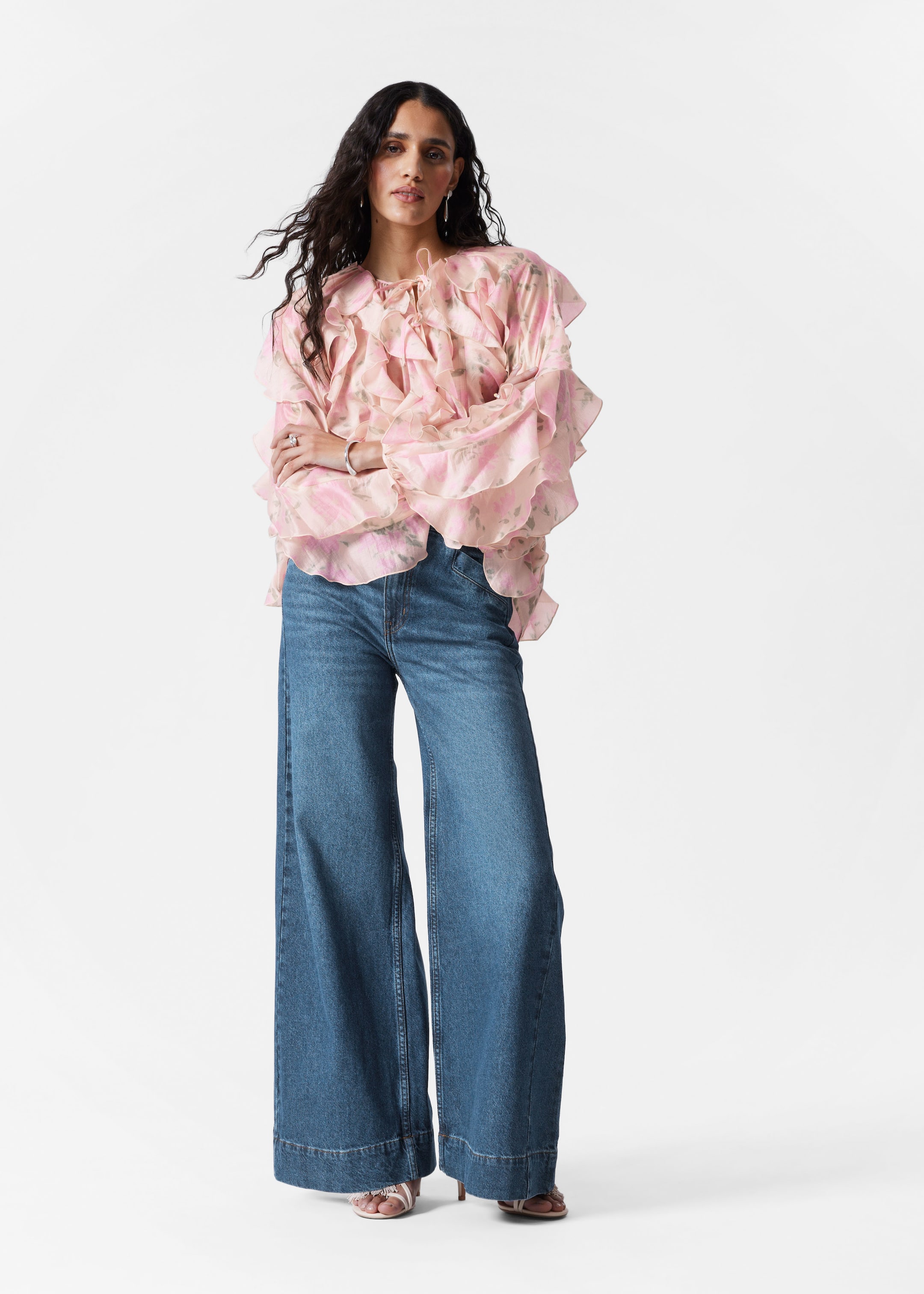 Zobacz większy obraz: Bluzka z falbanami - Różowe kwiaty - ONA | H&M PL 2