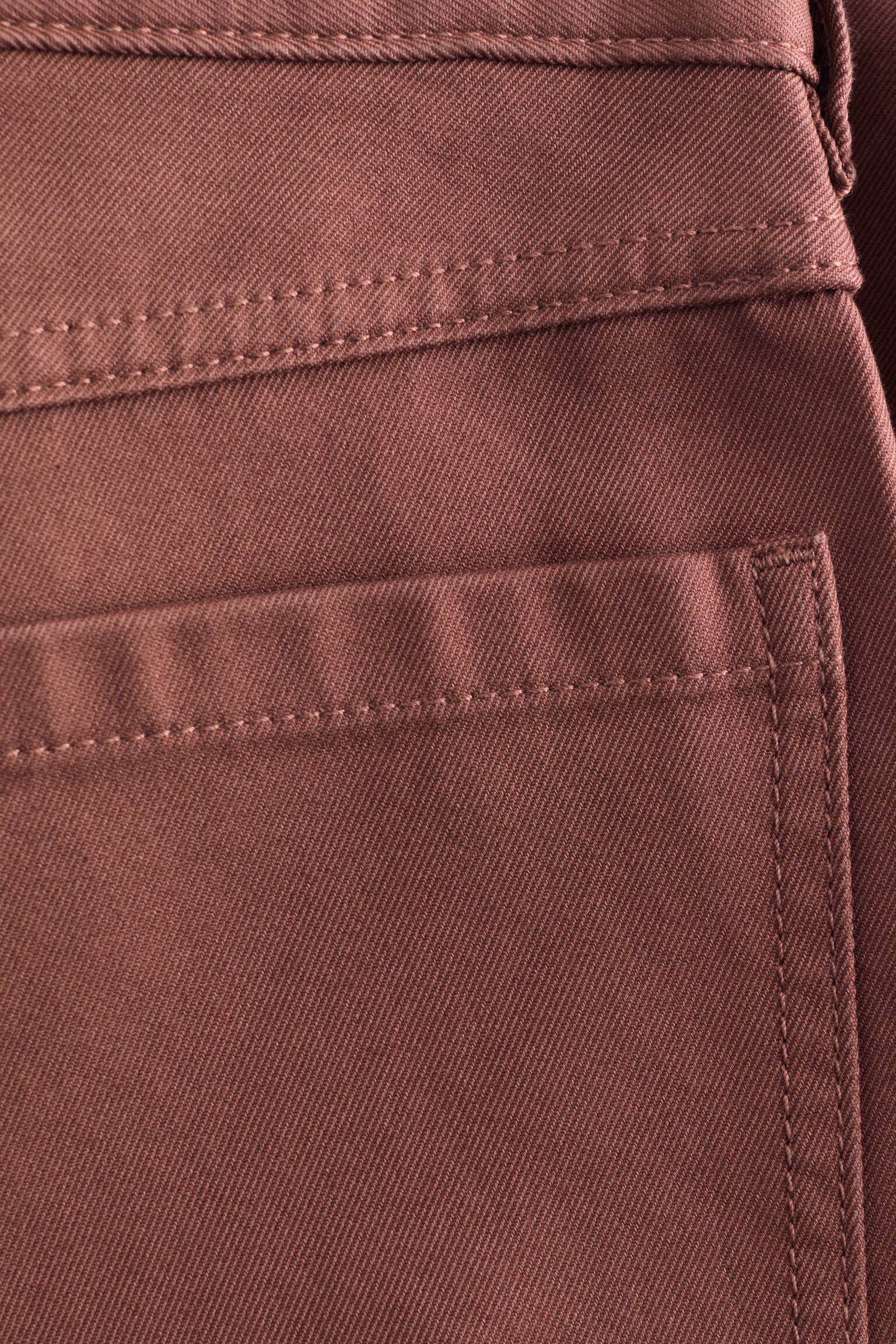 Pantaloni largi din bumbac - Maro Ruginiu/Off-White - 8