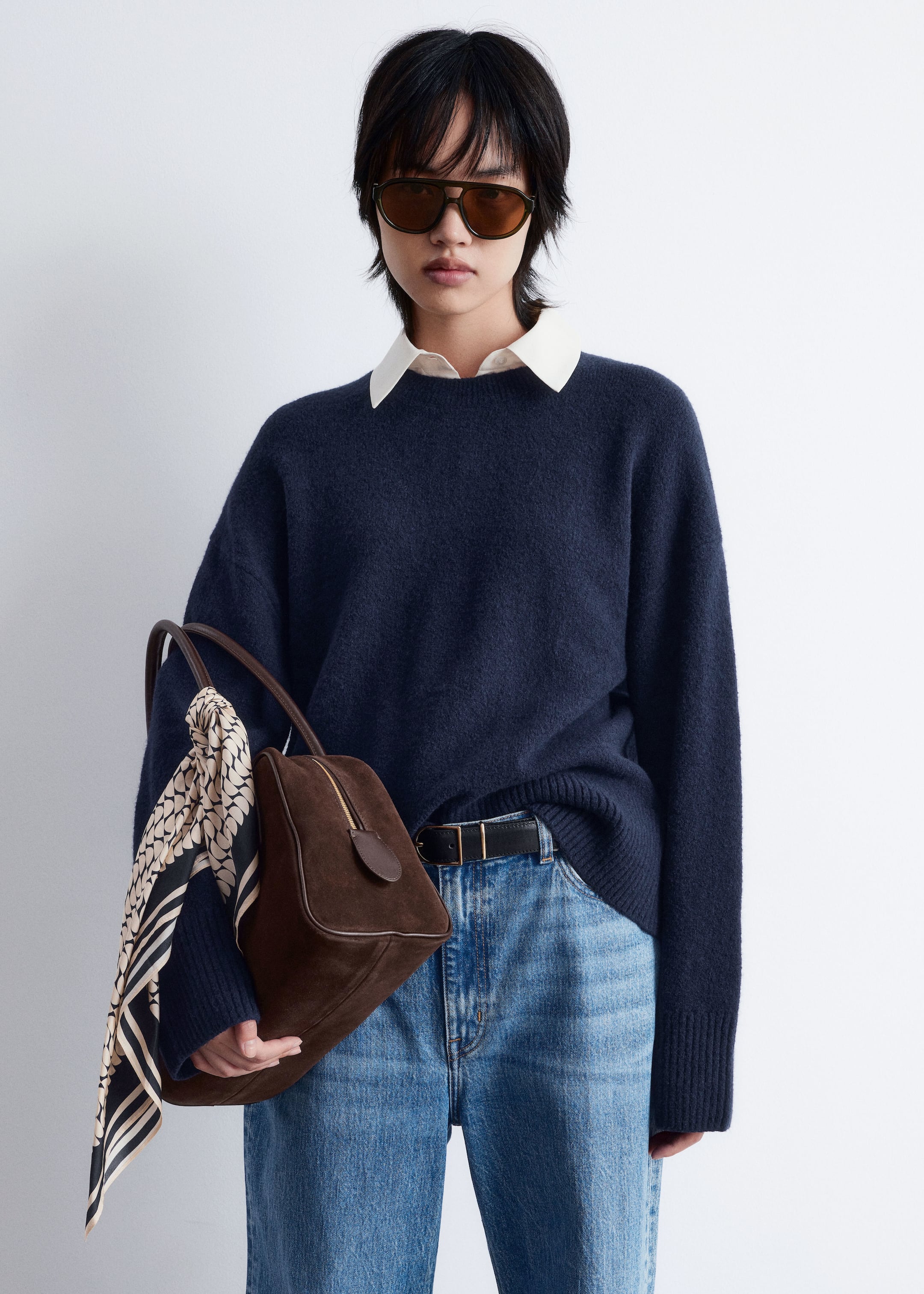 Agrandir l'image: Pull décontracté en maille - Bleu foncé - FEMME | H&M CH 1