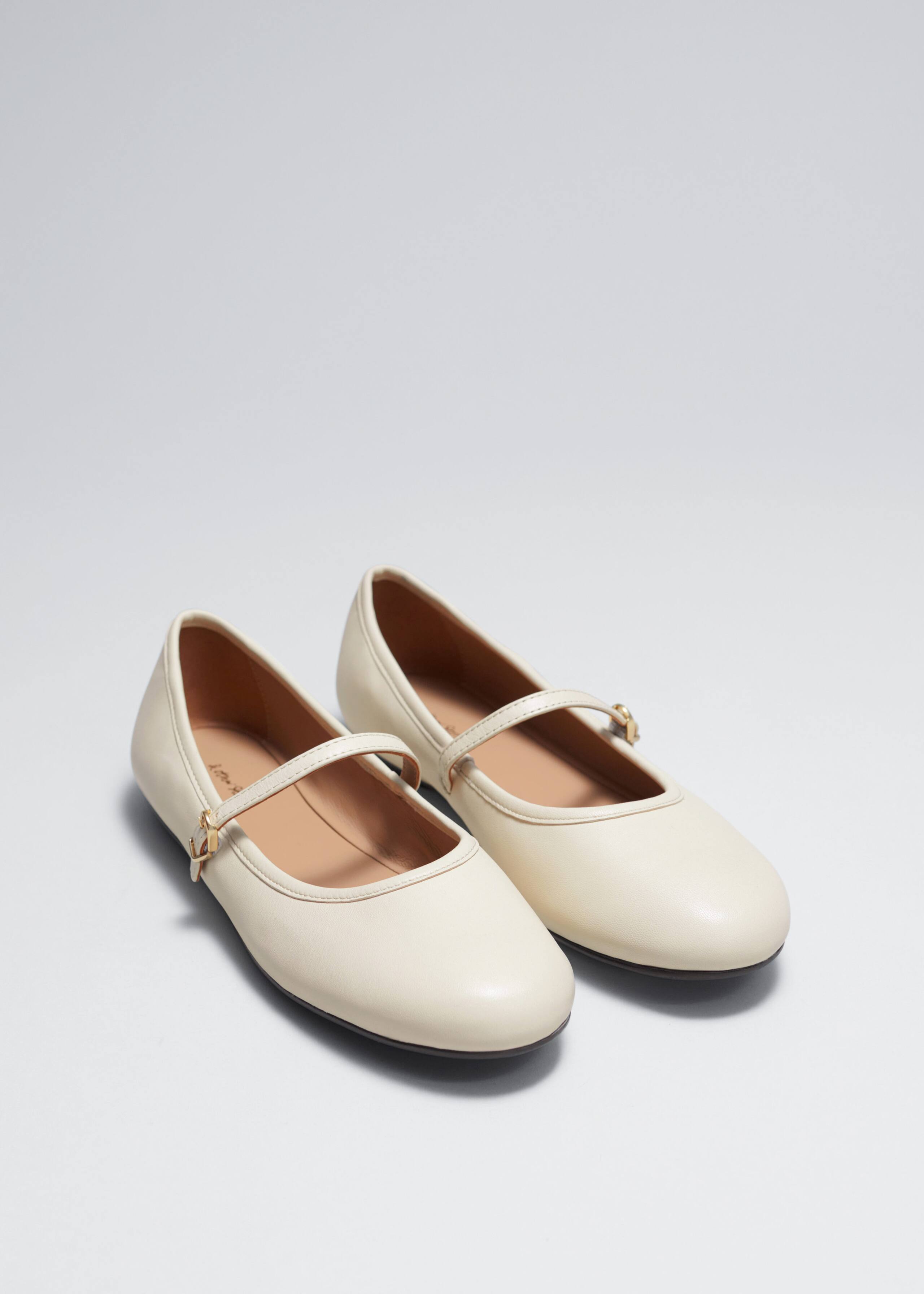Image of Mary Jane Leather Ballerina Flats