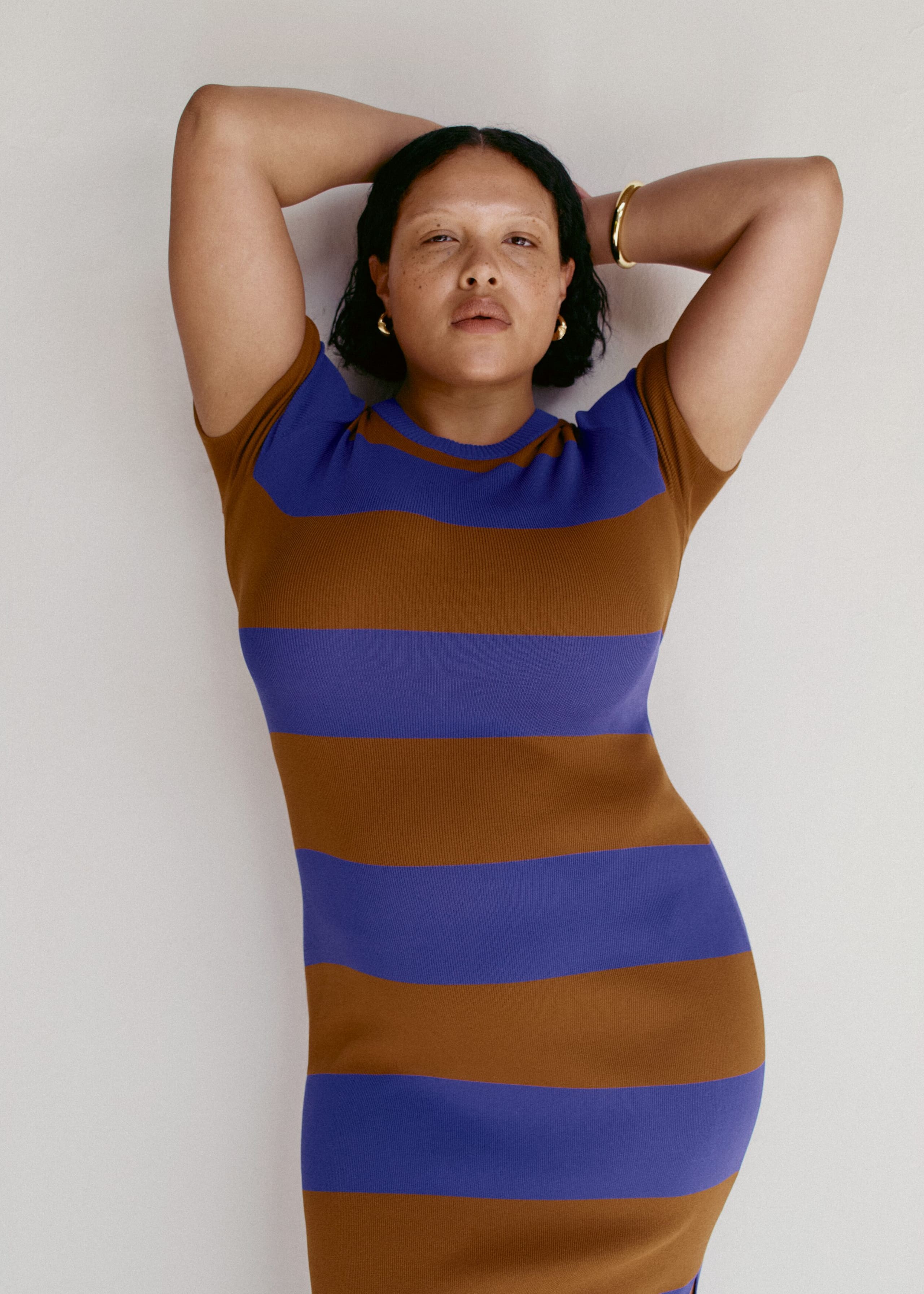 Rib-Knitted Maxi Dress - Purple/Brown - Lookbook