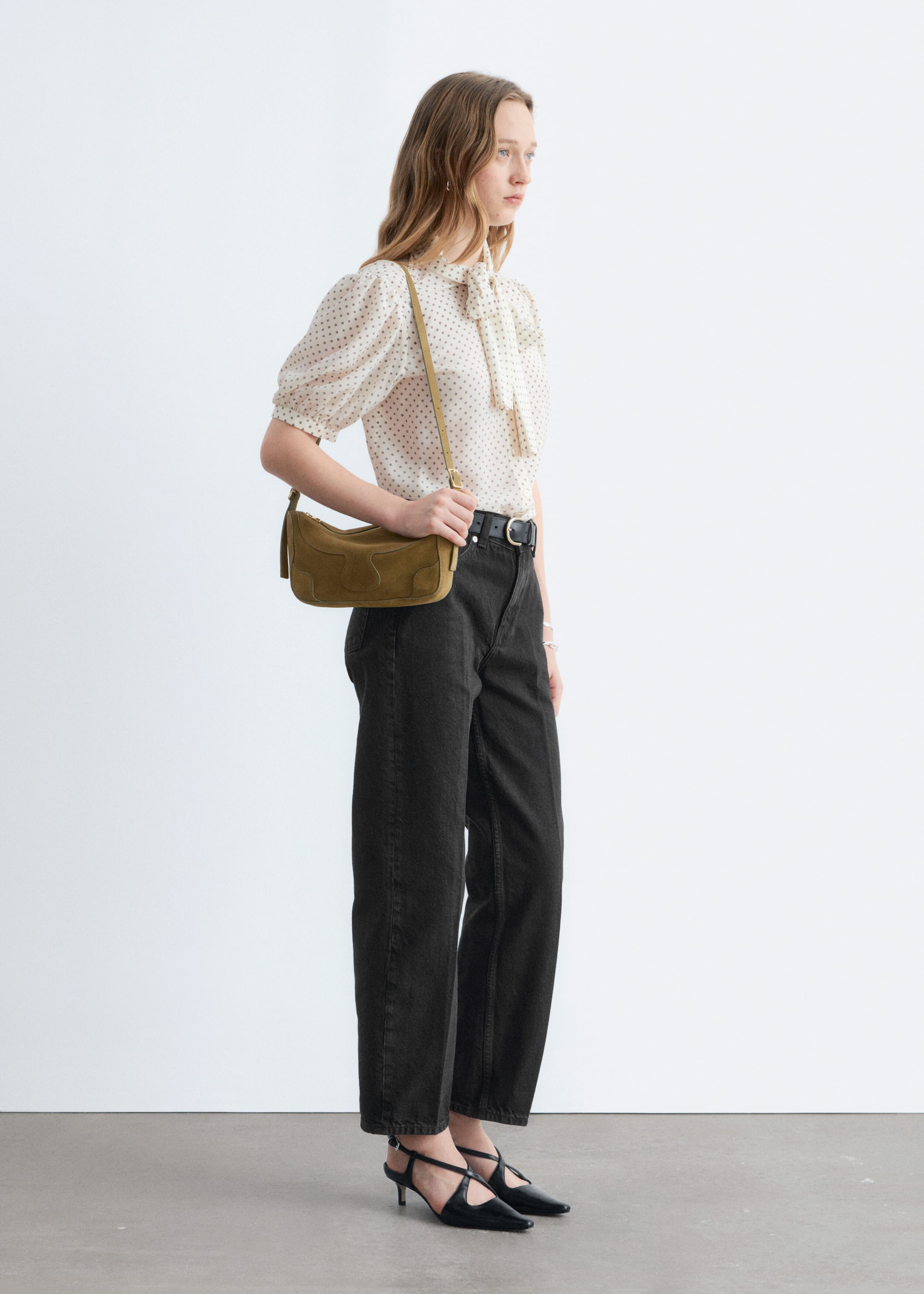 Image of Bedruckte Seidenbluse mit Bindedetail