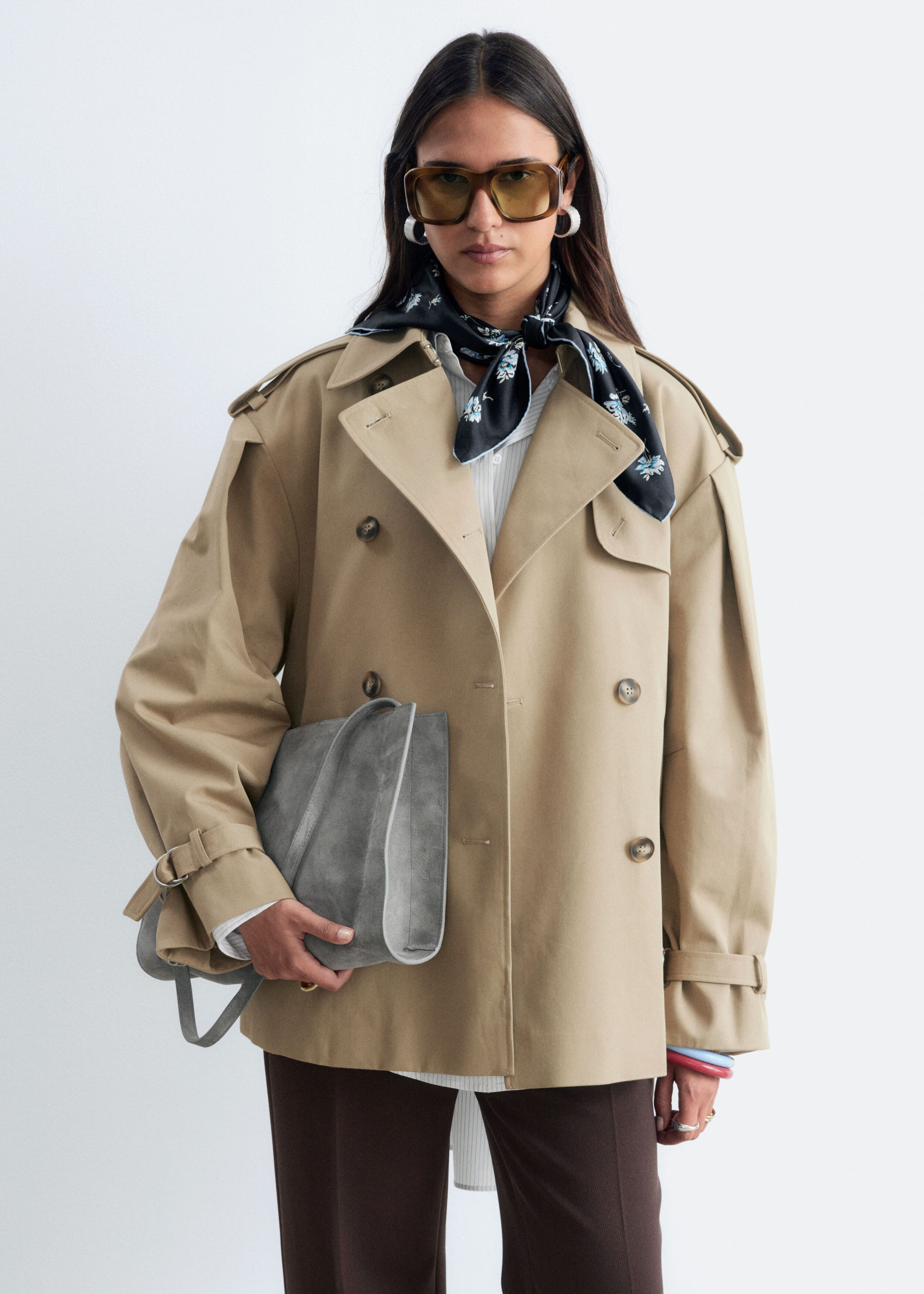 Short Trench Coat - Burgundy - Lookbook