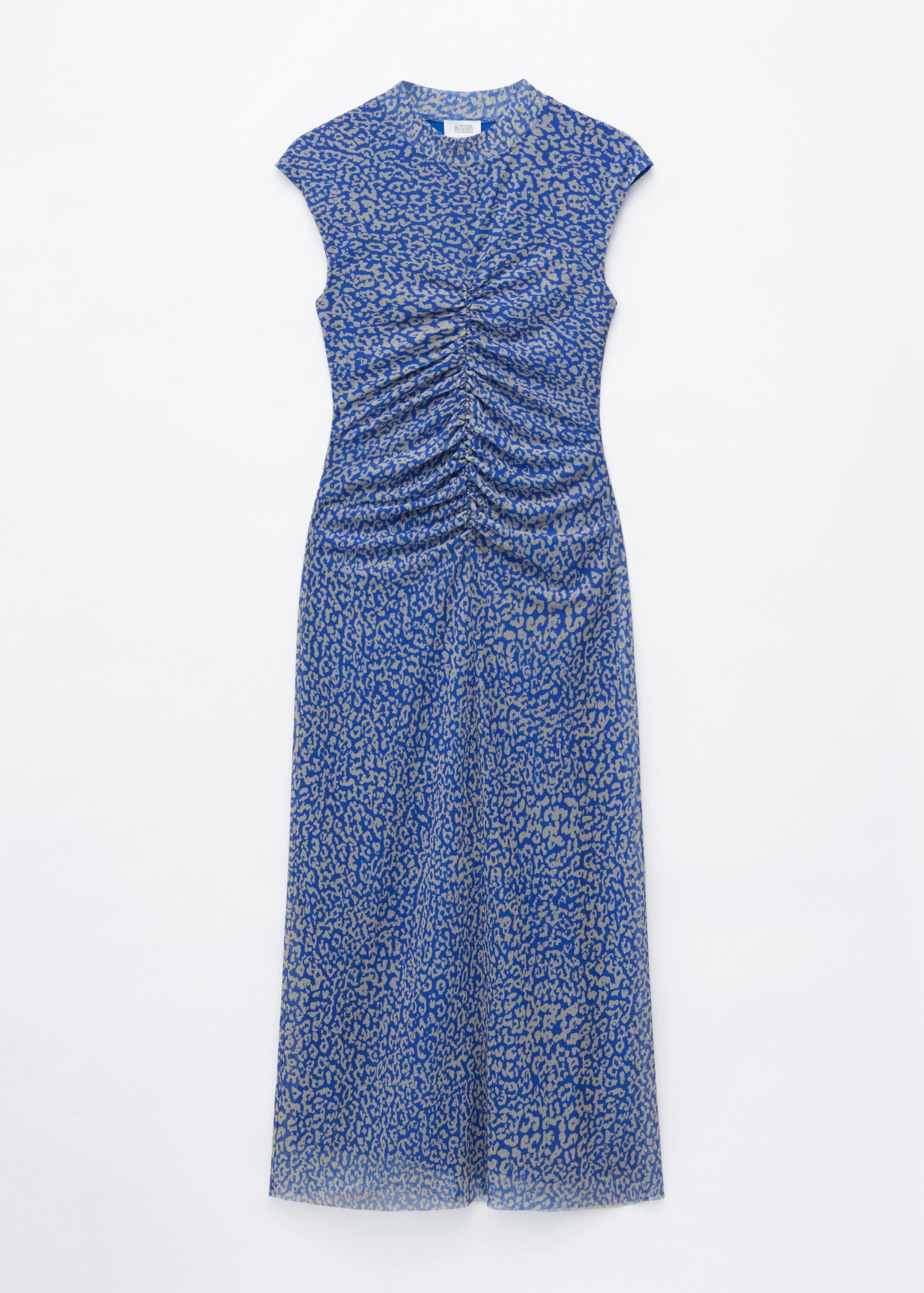 Ruched Jersey Dress - Blue/Leopard Print - Lookbook