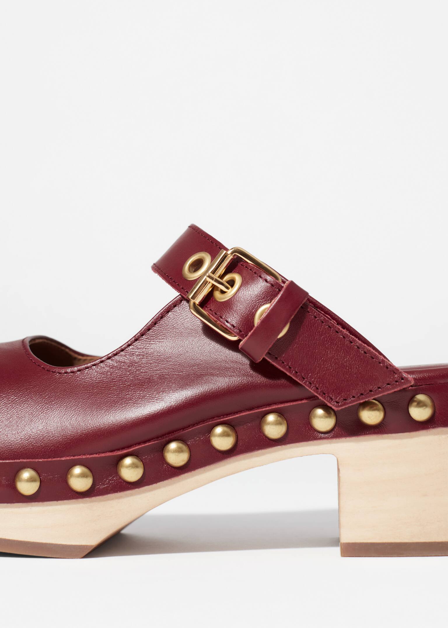 Mary-Jane-mules i læder - Bordeaux - 4
