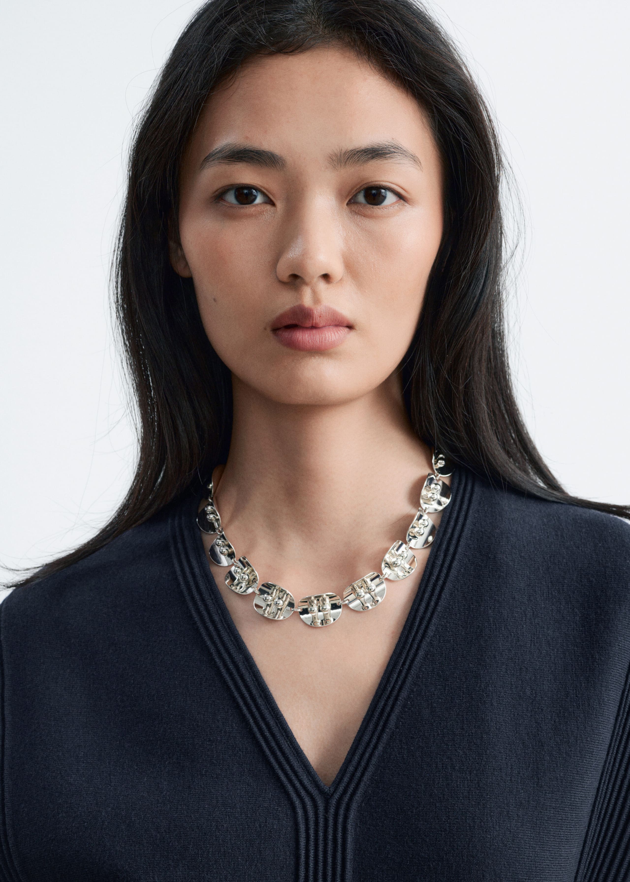 Cotton-Wool Midi Dress - Dark Blue - Lookbook