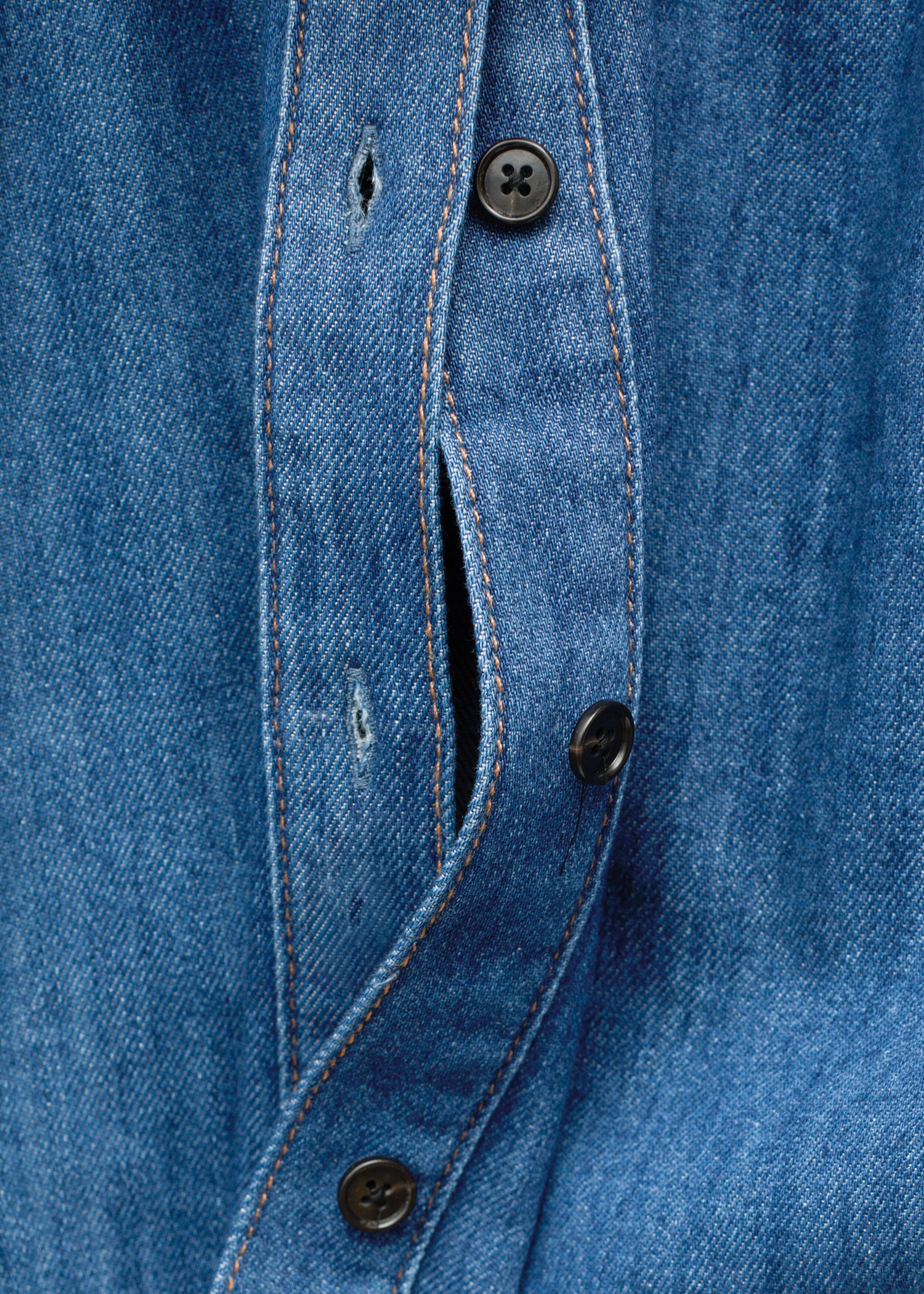 Jeanshemd mit Schalkragen - Blau - Lookbook