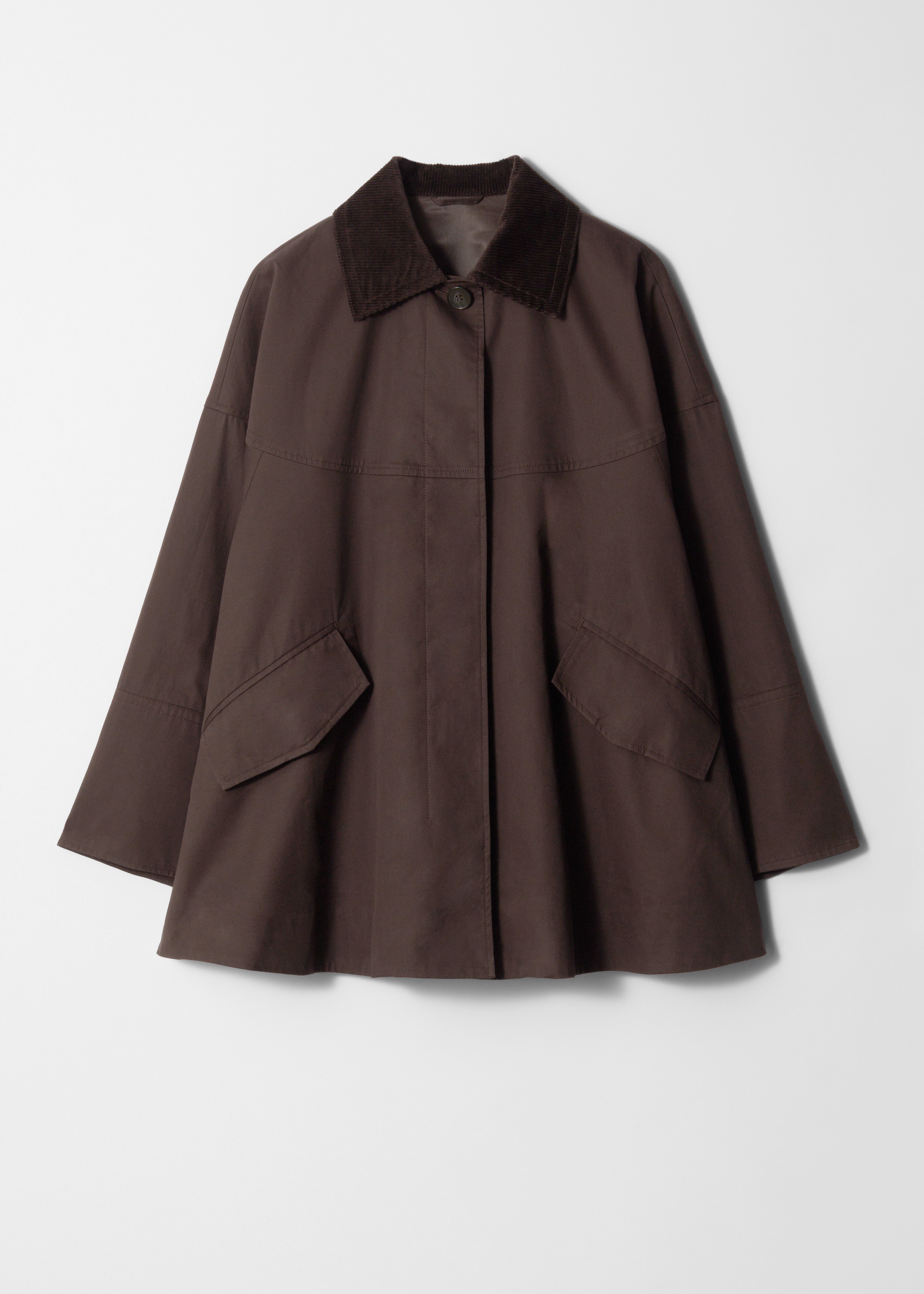 Oversized áčková venkovská bunda - Tmavě hnědá