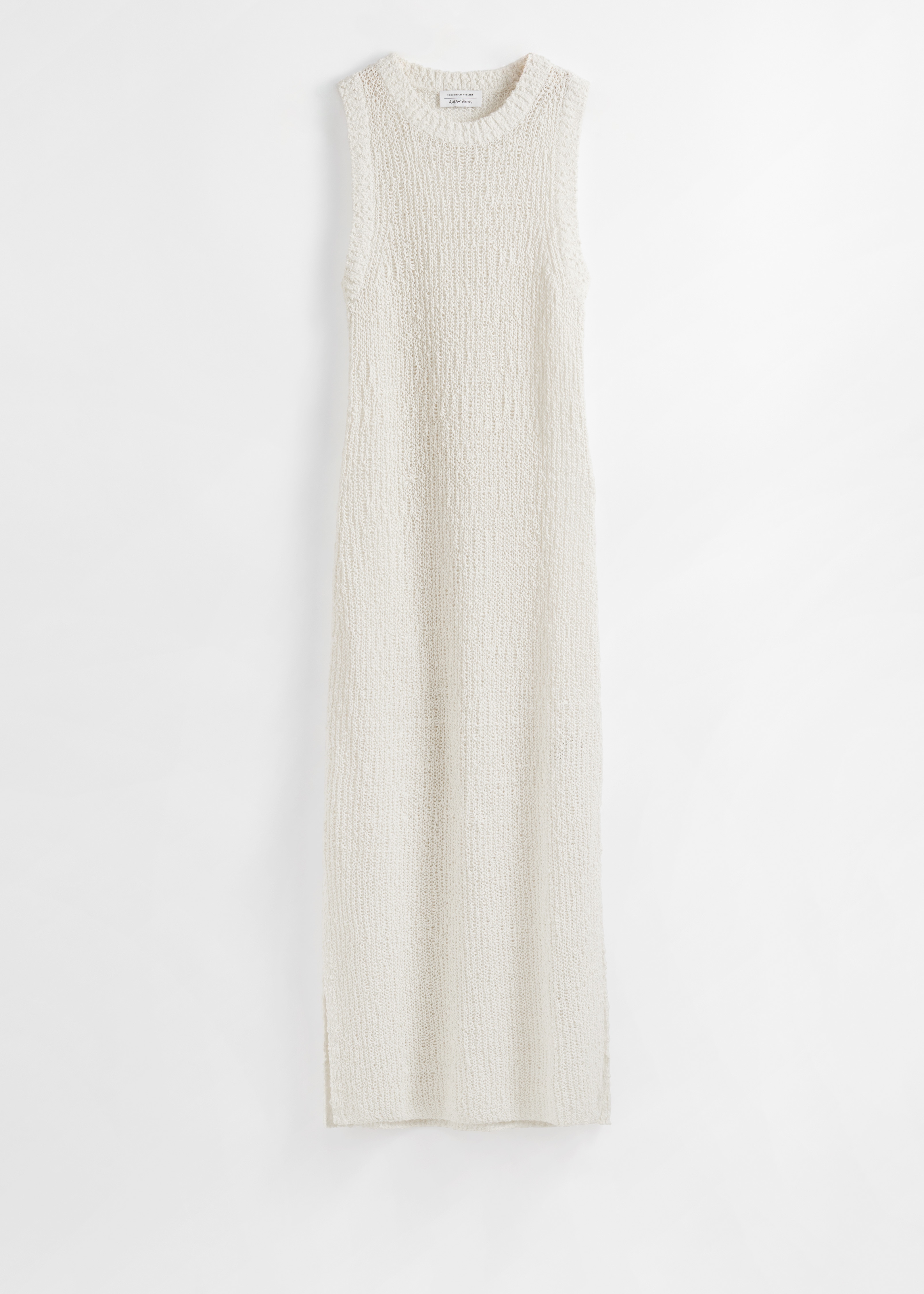 Vestido midi sem mangas em mistura de seda - Branco