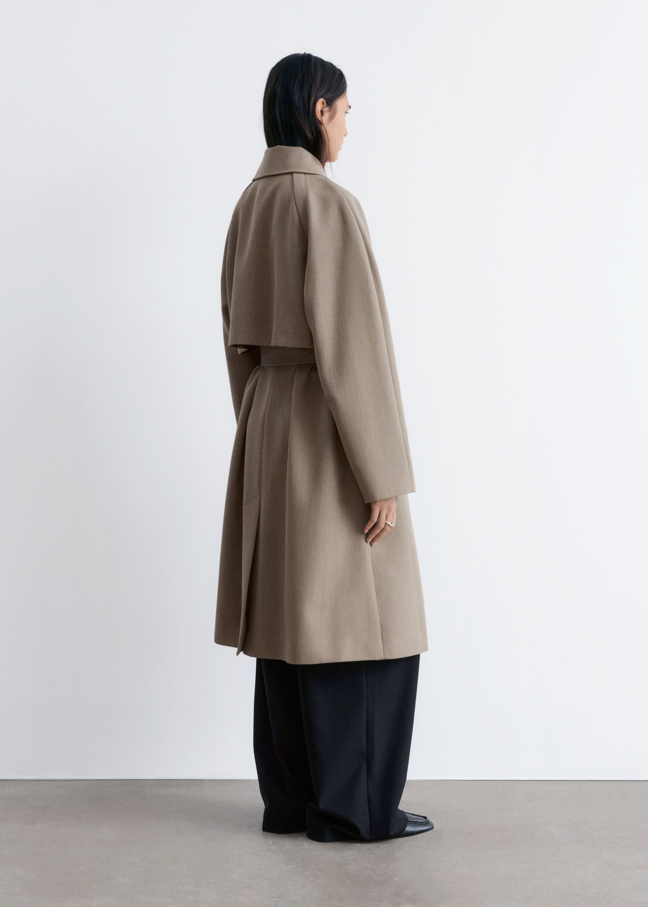 Tie-Belt Wool Trench Coat - Mole - Lookbook