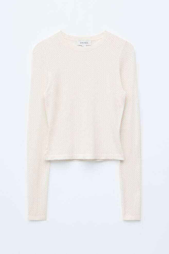 Long-Sleeve Pointelle-Knit Top - Cream - 1