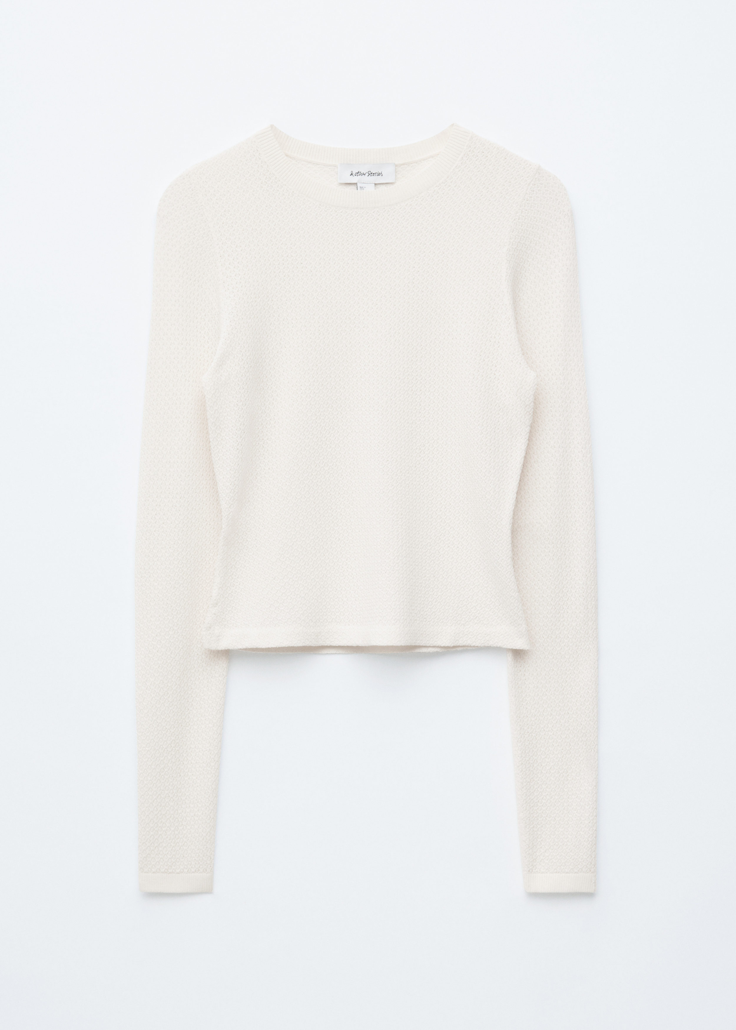 Long-Sleeve Pointelle-Knit Top