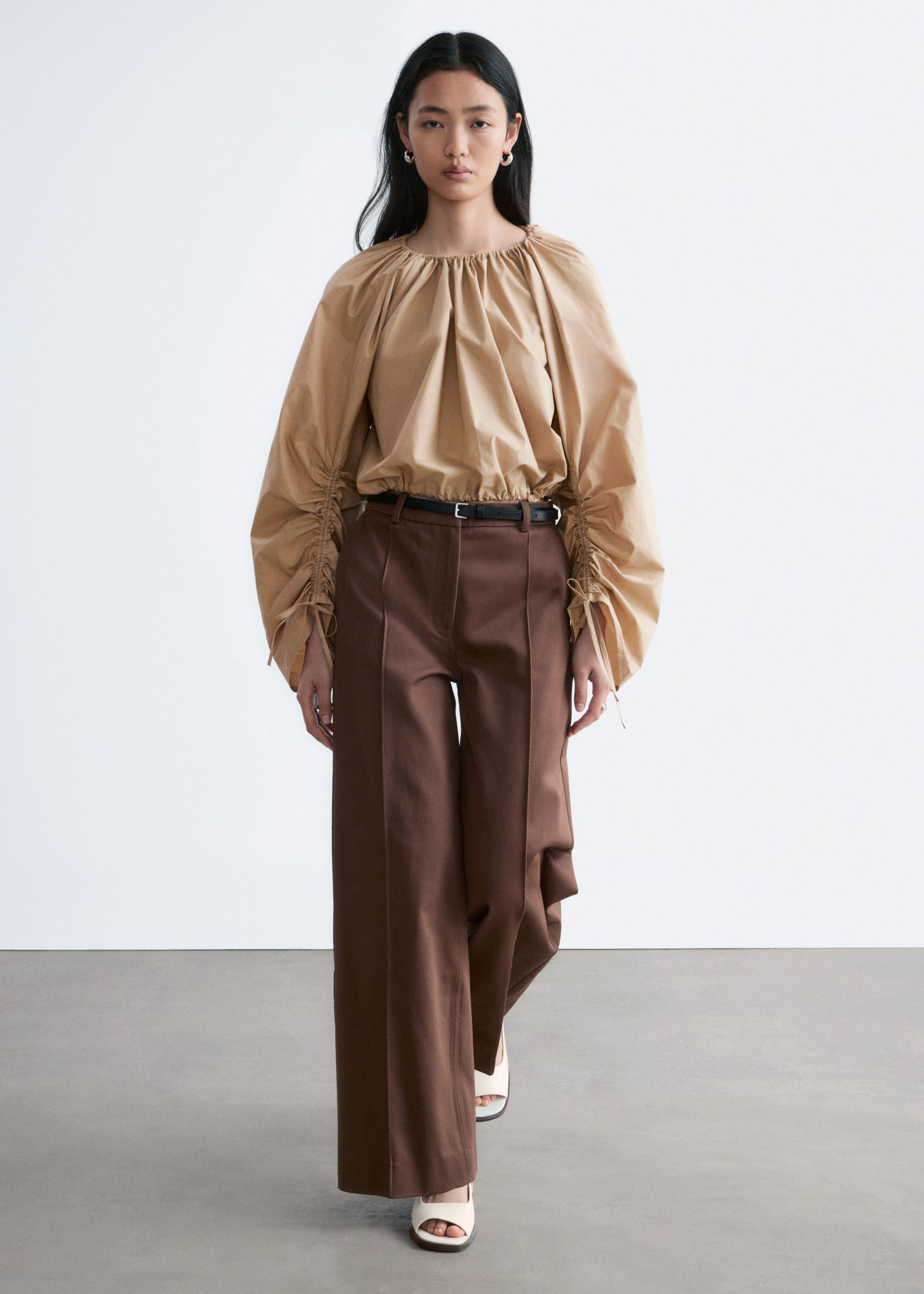 Image of Press-Crease Cotton Trousers