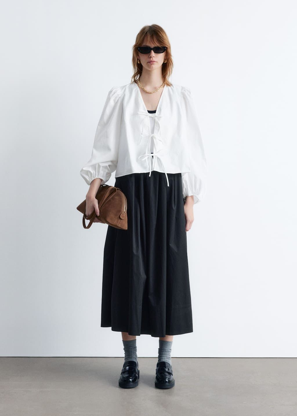 Image of Tie-Front Blouse