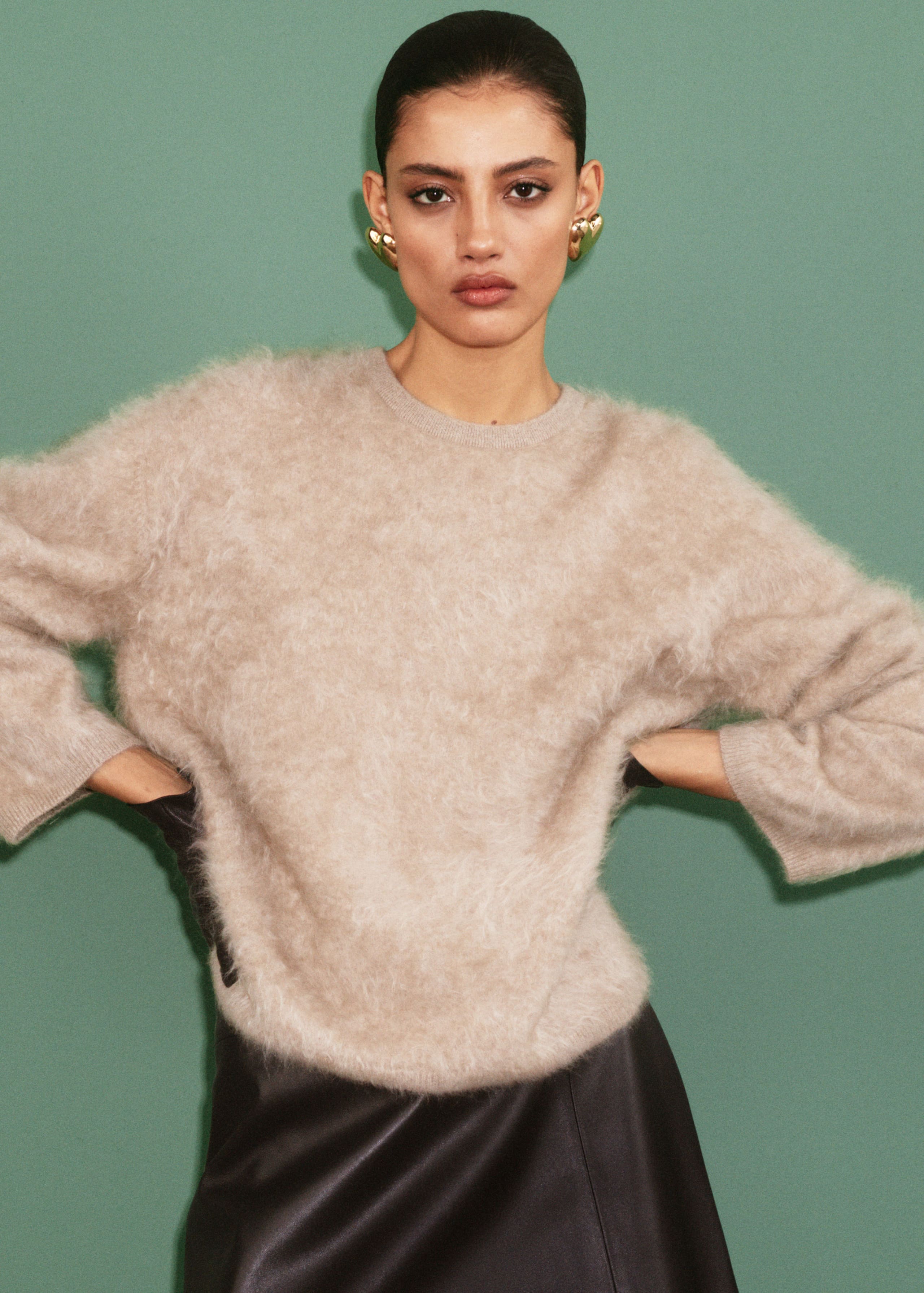 woman in fluffy sweater
